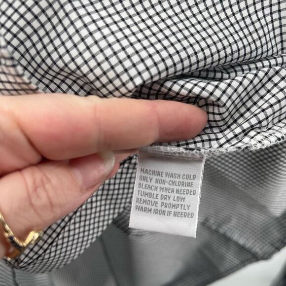 Foxcroft Wrinkle Free checkered Fitted Plaid Button Down Ruffle Blouse Size 10 - Picture 5 of 11